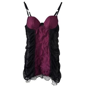 Rampage Lace Babydoll Lingerie Chemise M Black Berry Coquette Sexy Y2K